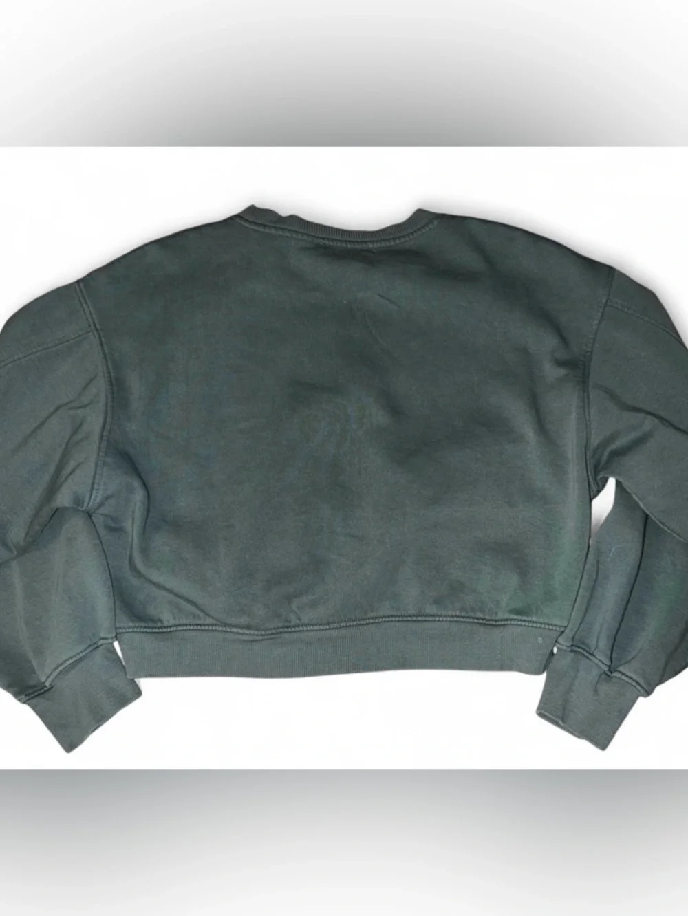 Zara Forest Green Cropped Crewneck Sweatshirt - Women - Picture 4 of 4